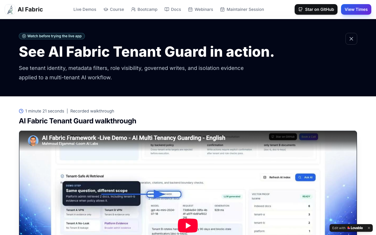 Tenant Guard live demo interface